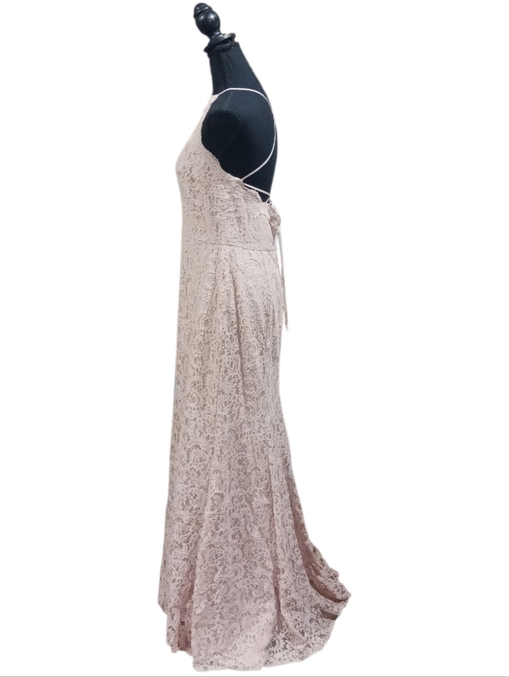 Dessy Collection Marque Lace Open Back Mermaid Gown Cameo 2995 Bridesmaid - Picture 3 of 10